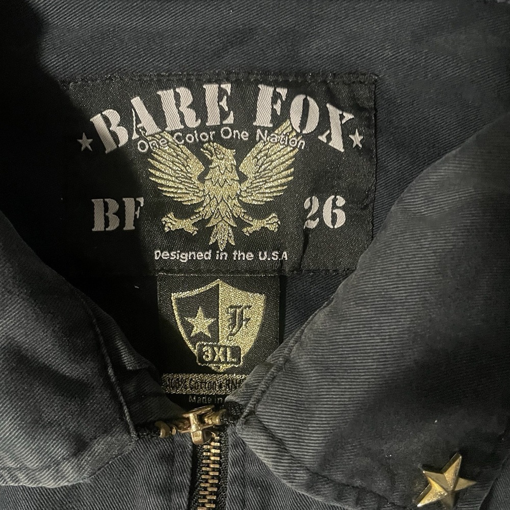 Vintage Bare Fox Military Full Zip Jacket Front Pocket Patches Graphic Print 3XL - Picture 5 of 9